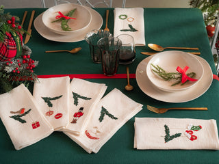 NATALE - Set di 2 tovaglioli ricamati