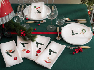 NATALE - Set di 2 tovaglioli ricamati