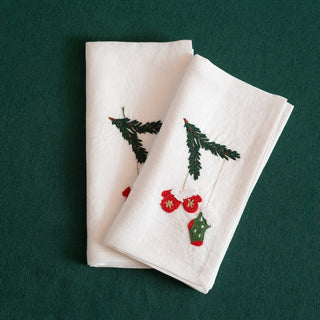 NATALE - Set di 2 tovaglioli ricamati