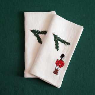 NATALE - Set di 2 tovaglioli ricamati