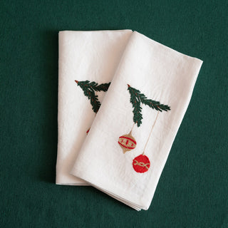 NATALE - Set di 2 tovaglioli ricamati