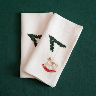 NATALE - Set di 2 tovaglioli ricamati