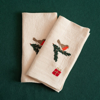 NATALE - Set di 2 tovaglioli ricamati