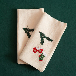NATALE - Set di 2 tovaglioli ricamati