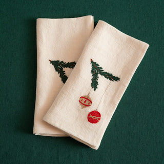 NATALE - Set di 2 tovaglioli ricamati