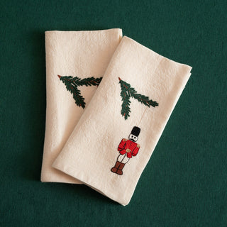 NATALE - Set di 2 tovaglioli ricamati
