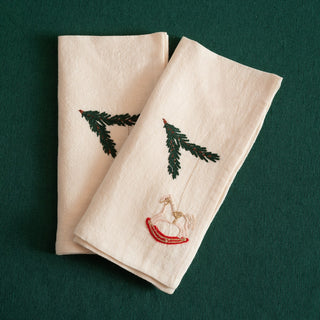 NATALE - Set di 2 tovaglioli ricamati