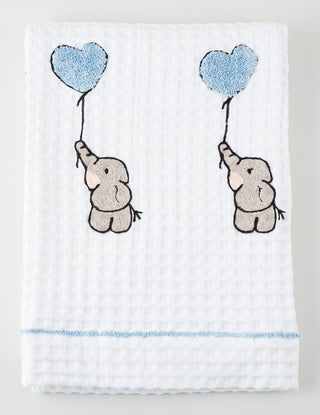 ELEFANT MIT LUFTBALLON - BESTICKTES WAFFELPIQUE HANDTUCH