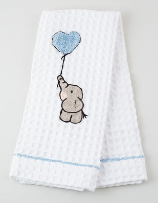 ELEFANT MIT LUFTBALLON - BESTICKTES WAFFELPIQUE HANDTUCH