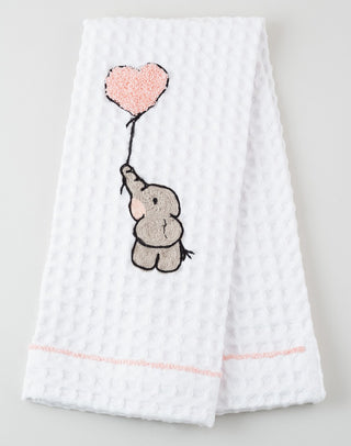 ELEFANT MIT LUFTBALLON - BESTICKTES WAFFELPIQUE HANDTUCH