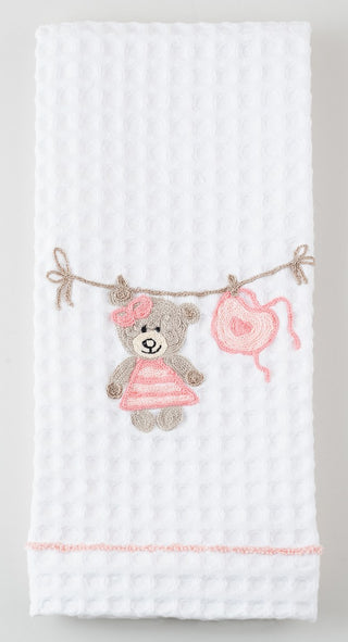TEDDYBÄR - BESTICKTES WAFFELPIQUE HANDTUCH