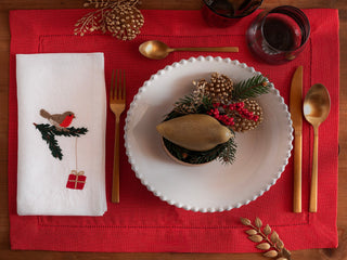 NATALE - Set di 2 tovaglioli ricamati