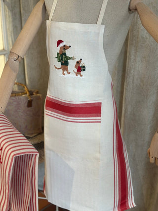 HUNDE MIT GESCHENKEN - BESTICKTE SCHÜRZE