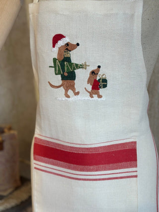 HUNDE MIT GESCHENKEN - BESTICKTE SCHÜRZE