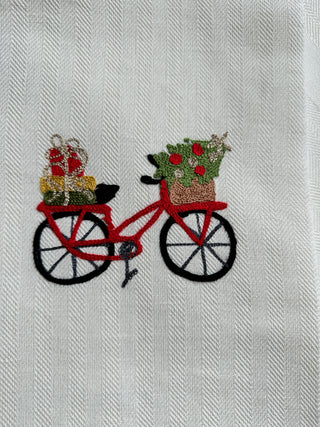 BIKE WITH PRESENTS - DUE FRAGOLE KITCHEN TOWEL