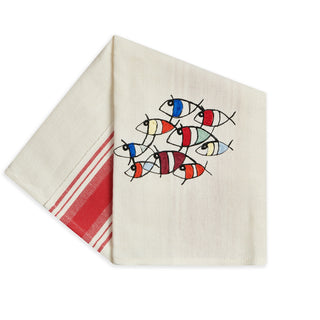 COLORED FISH - EMBROIDERED KITCHEN TOWEL