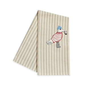 SEAGULL WITH PIPE - Embroidered Kitchen Towel