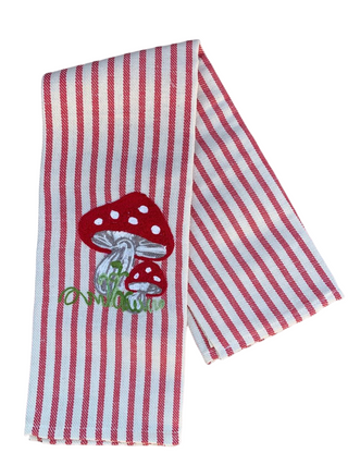RED MUSHROOM - EMBROIDERED KITCHEN TOWEL