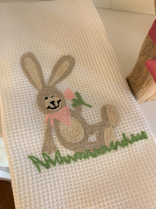 BUNNY - EMBROIDERED HONEY COMB TOWEL