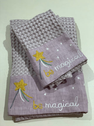 BE MAGICAL - Towel set in soft honey comb fabric and embroidery