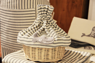 BREAD BASKET - WHALE EMBROIDERY