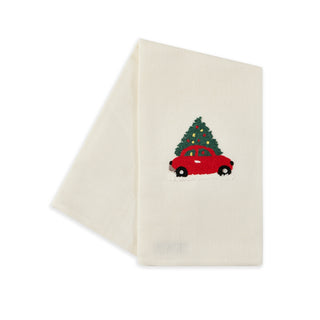Car with Christmas Tree - Embroidered kitchen towel