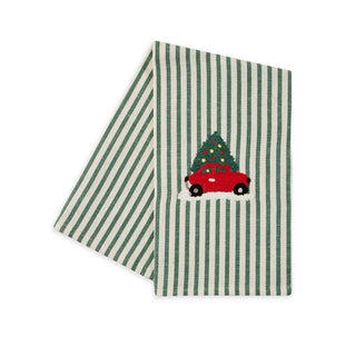 Car with Christmas Tree - Embroidered kitchen towel