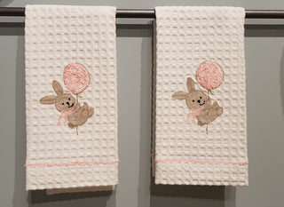 BUNNY WITH PINK BALLOON - GUEST TOWEL
